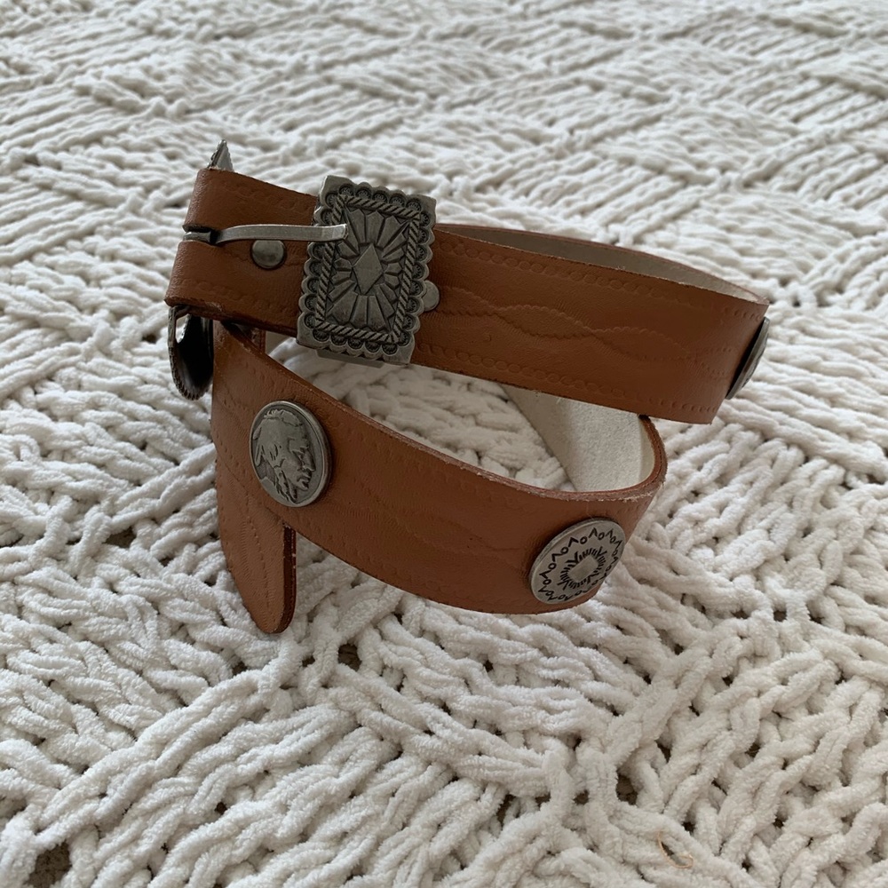{FREE W/ Purchase} Embellished Emblem Tan Belt